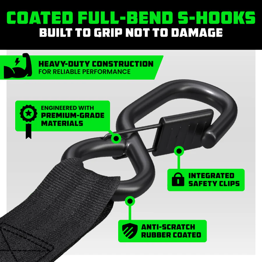 Self-Retracting Ratchet Tie Down Straps 2/4-Pack