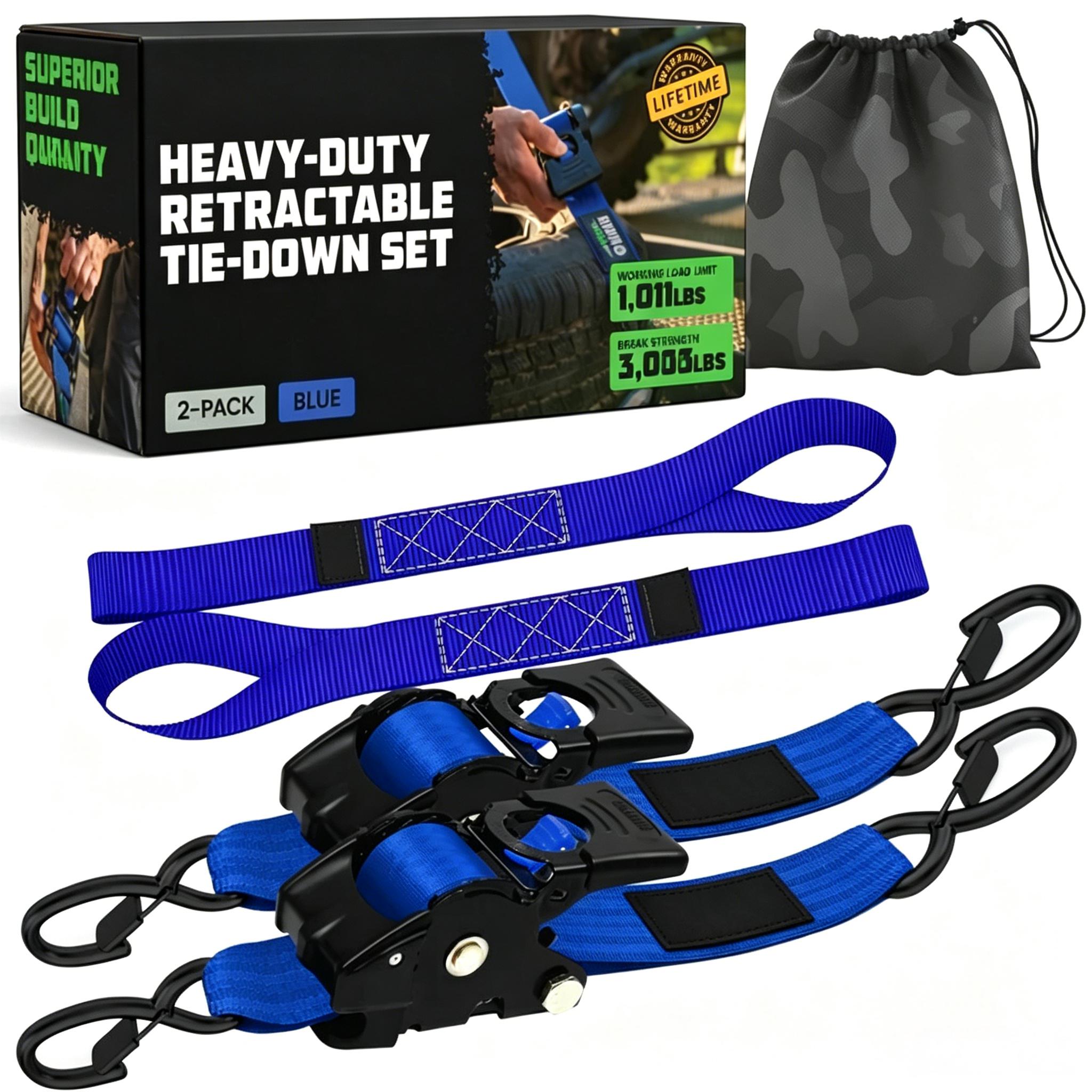 Self-Retracting Ratchet Tie Down Straps 2/4-Pack