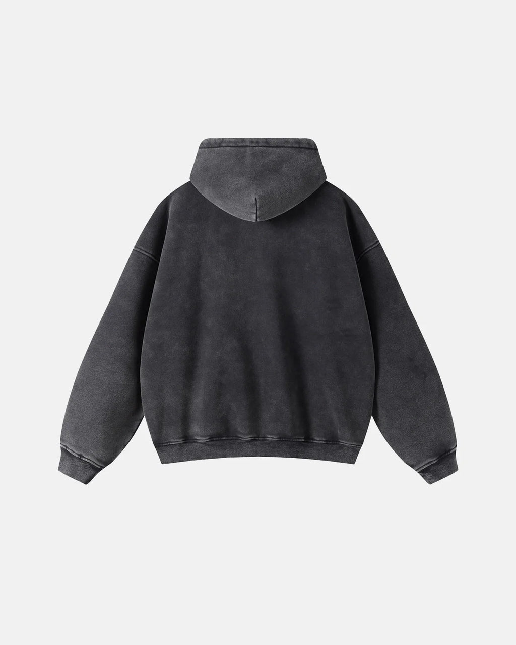 INFLATION Washed Distressed Fleece Zip Up Hoodies