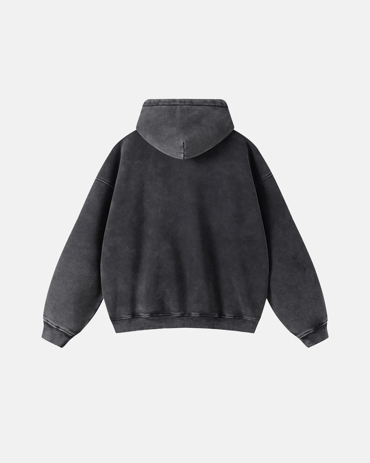 INFLATION Washed Distressed Fleece Zip Up Hoodies