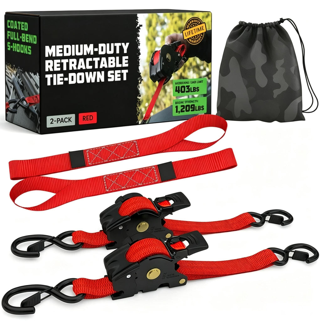 Self-Retracting Ratchet Tie Down Straps 2/4-Pack