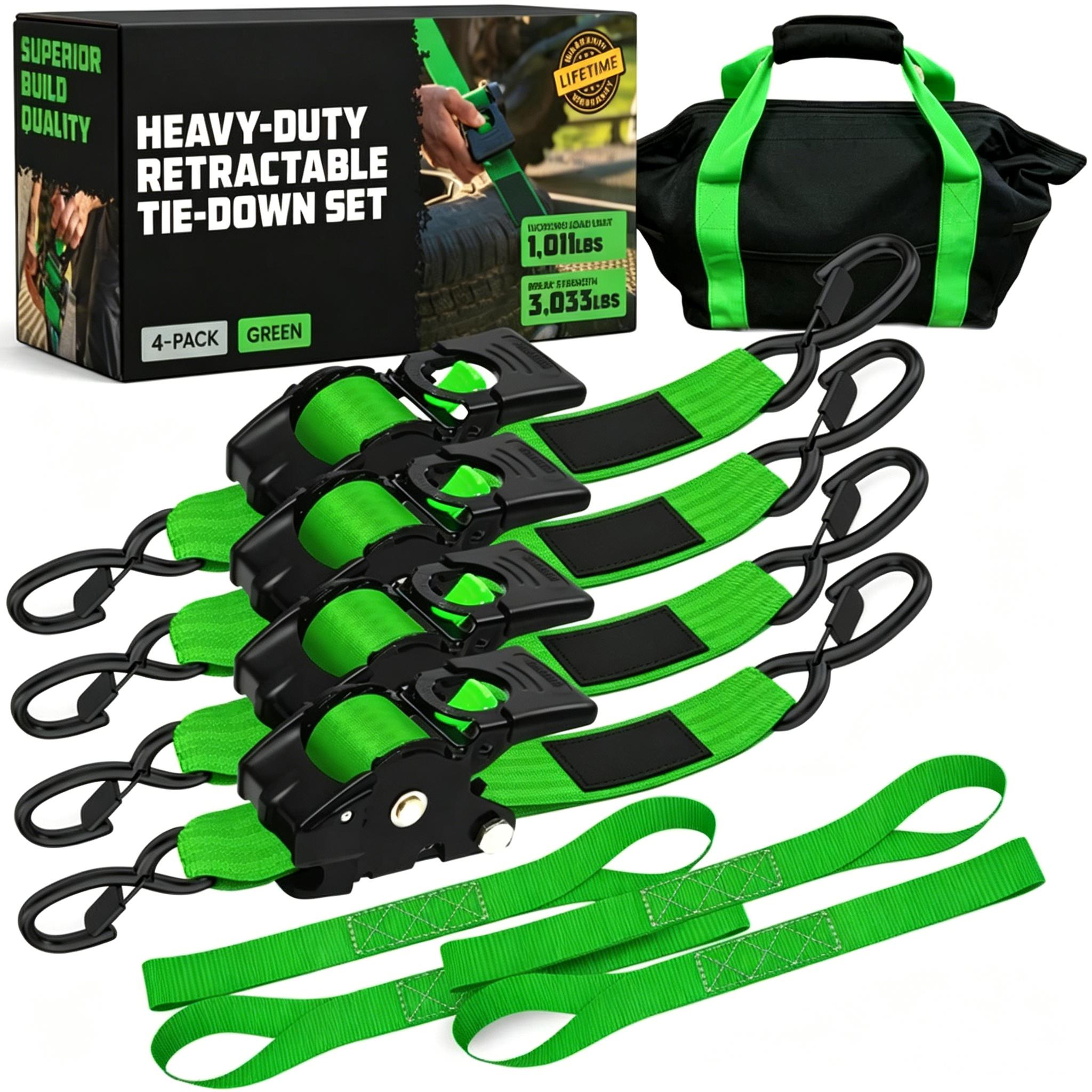 Self-Retracting Ratchet Tie Down Straps 2/4-Pack