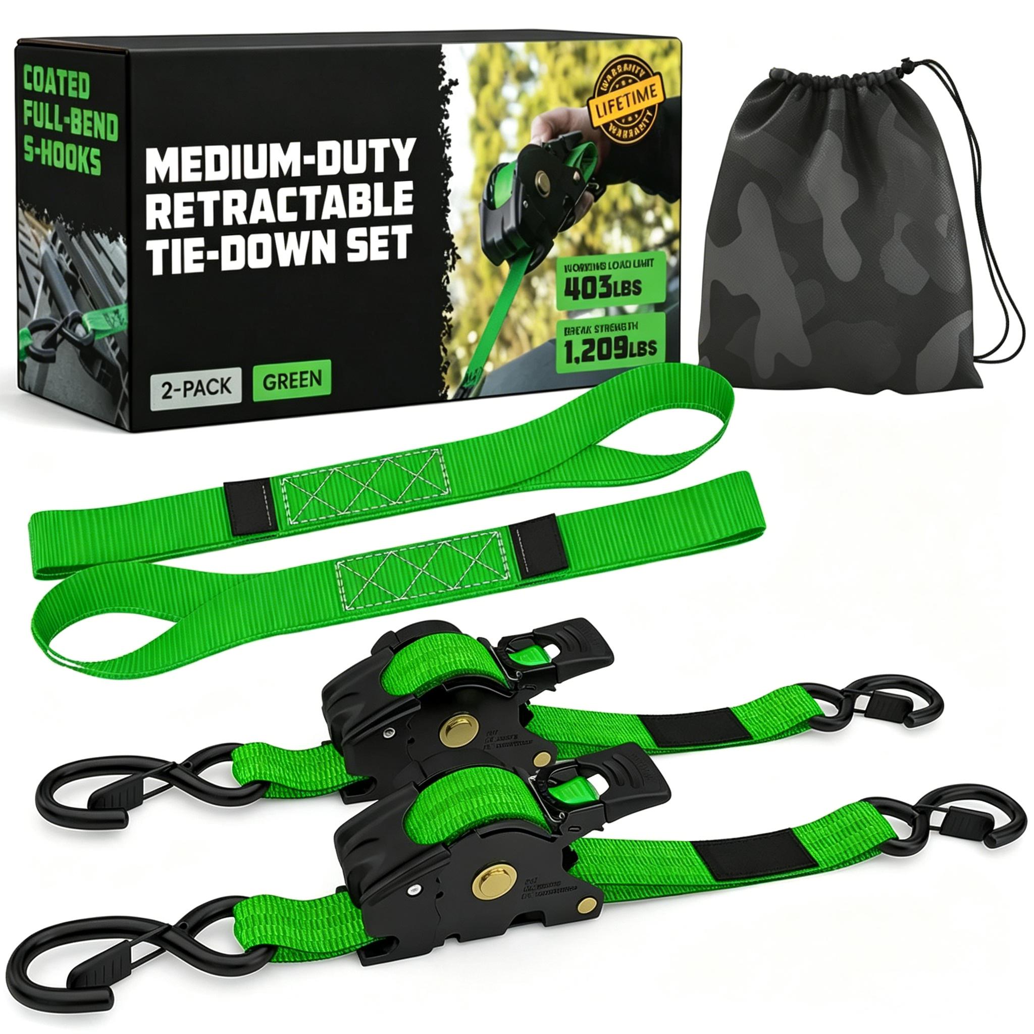 Self-Retracting Ratchet Tie Down Straps 2/4-Pack