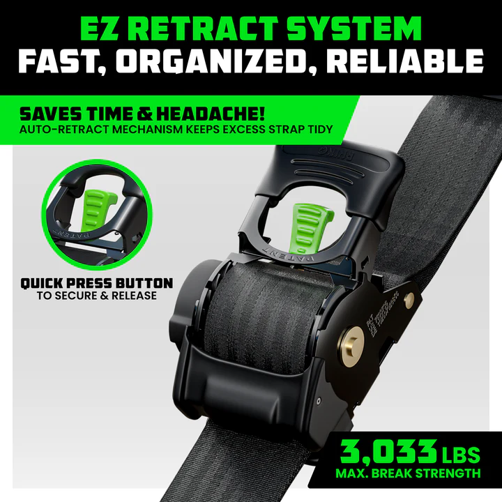 Self-Retracting Ratchet Tie Down Straps 2/4-Pack