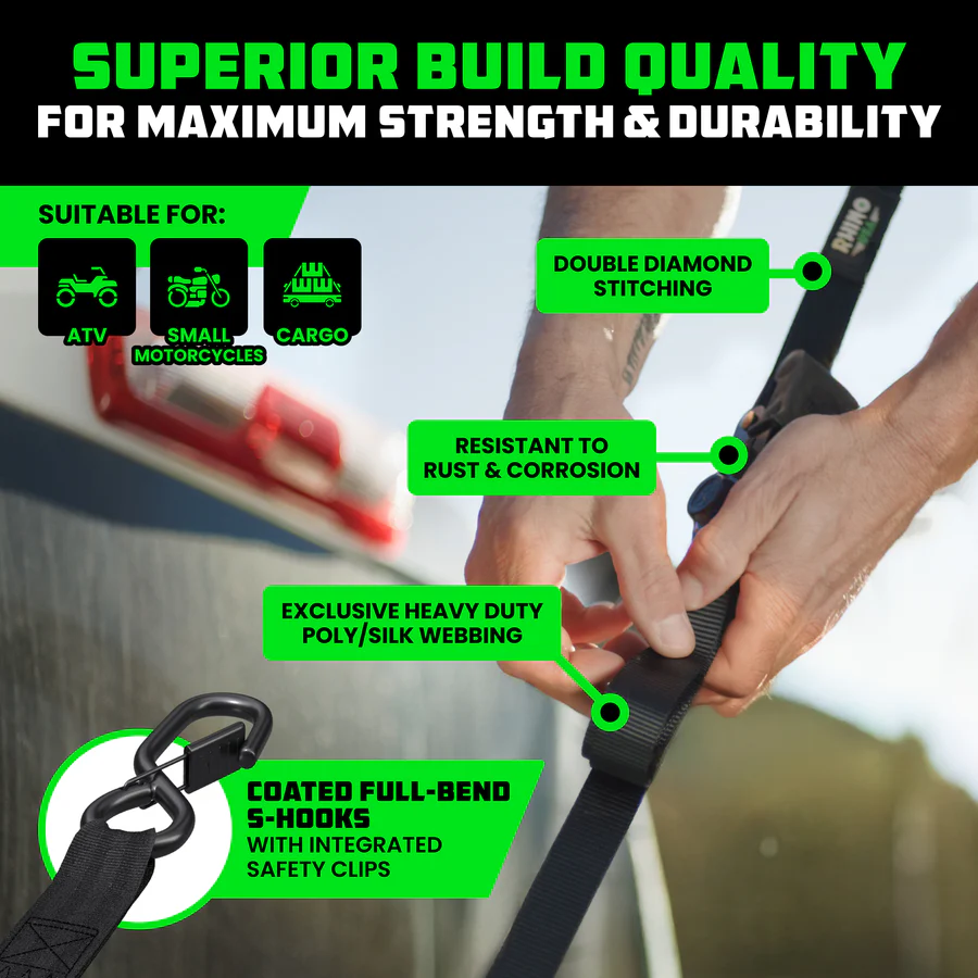 Self-Retracting Ratchet Tie Down Straps 2/4-Pack