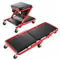 2 in 1 Foldable Mechanic Creeper Seat /36 Inch Rolling Garage Stool /450 LBS Capacity