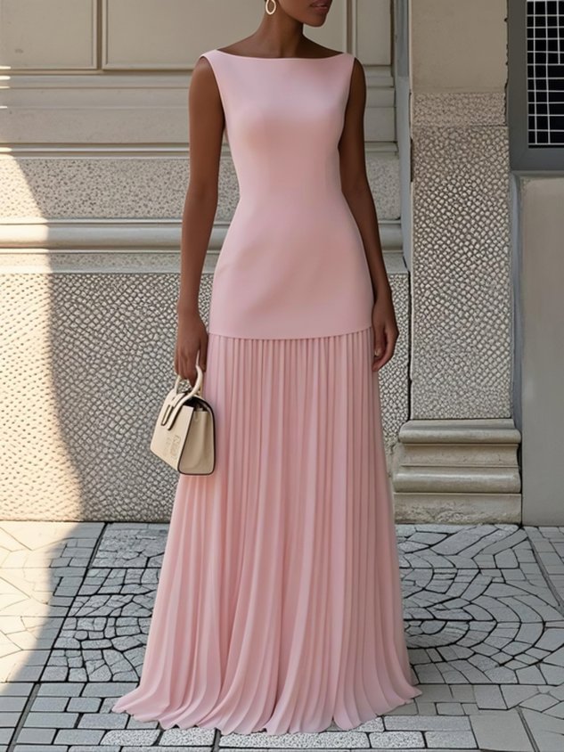 Serena Elegant Pleated Maxi Dress