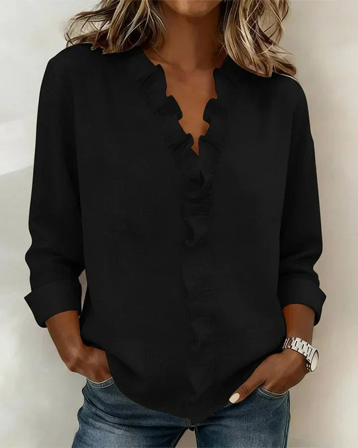 Indie Essential Ruffle V-Neck Shirt