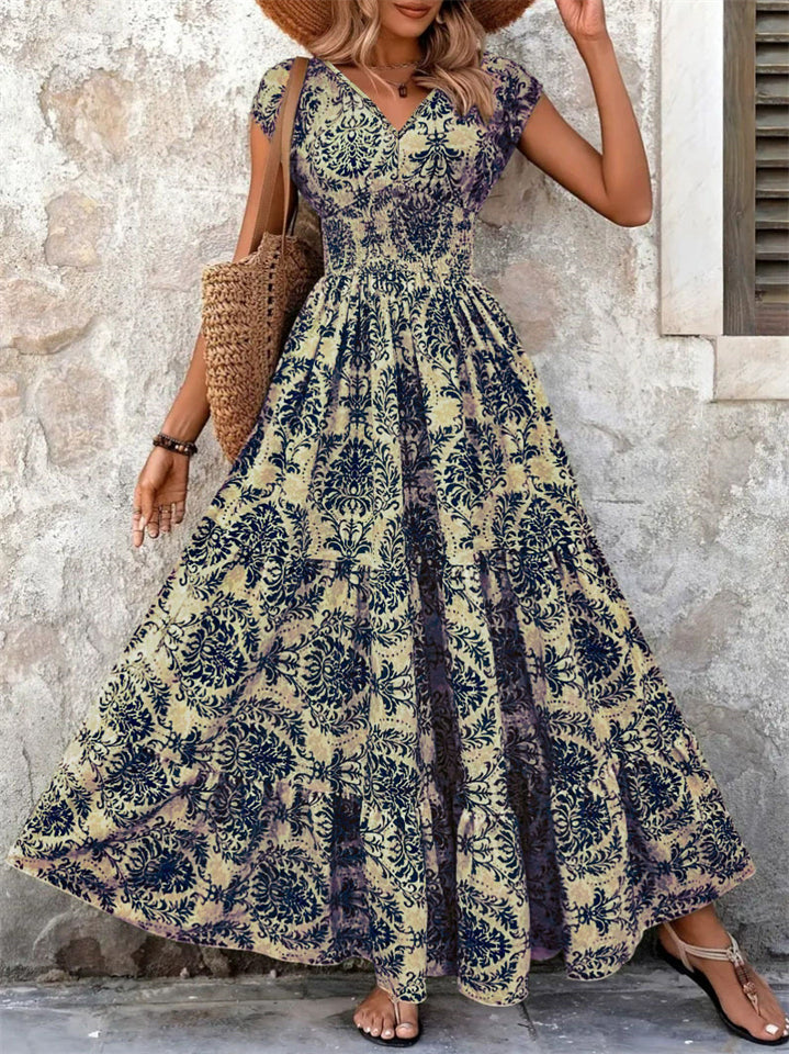 Sunny Floral Ruched Maxi Dress