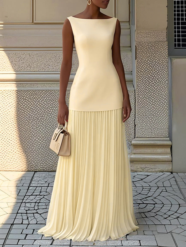 Serena Elegant Pleated Maxi Dress