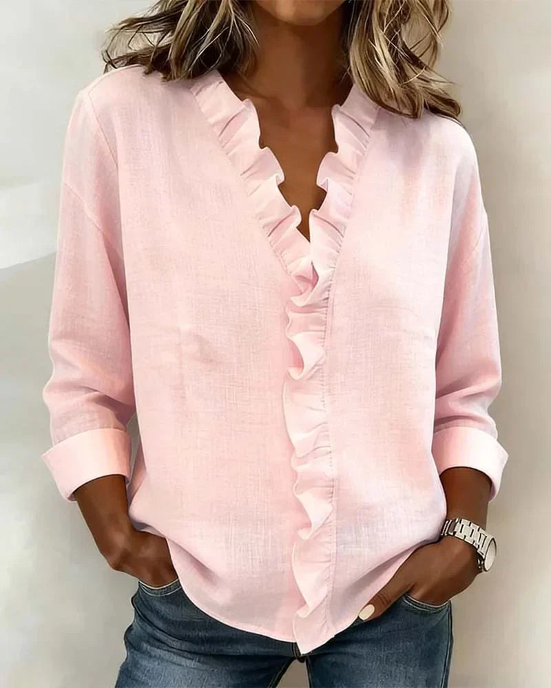 Indie Essential Ruffle V-Neck Shirt