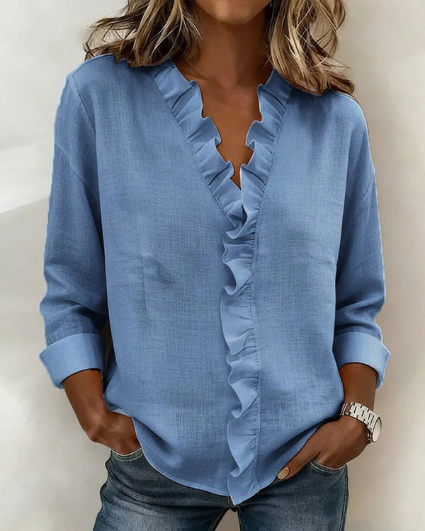 Indie Essential Ruffle V-Neck Shirt