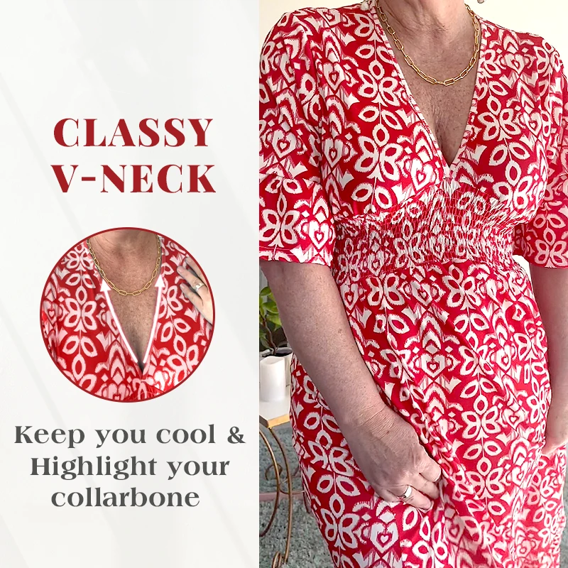 Hot Sale Bohemian casual print V-neck waist wrap long dress