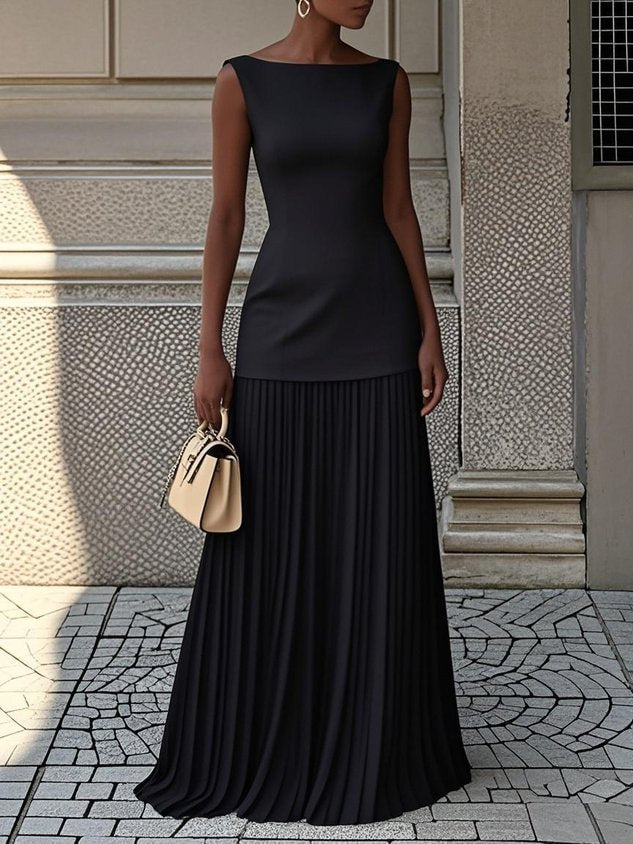 Serena Elegant Pleated Maxi Dress