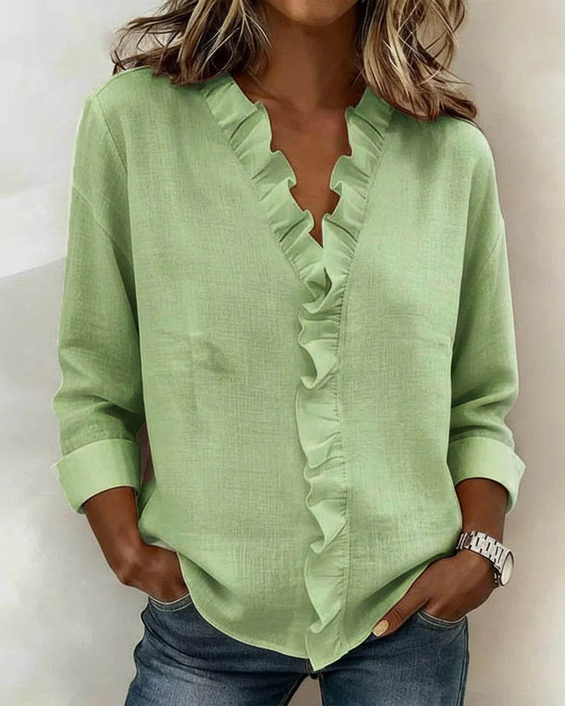 Indie Essential Ruffle V-Neck Shirt