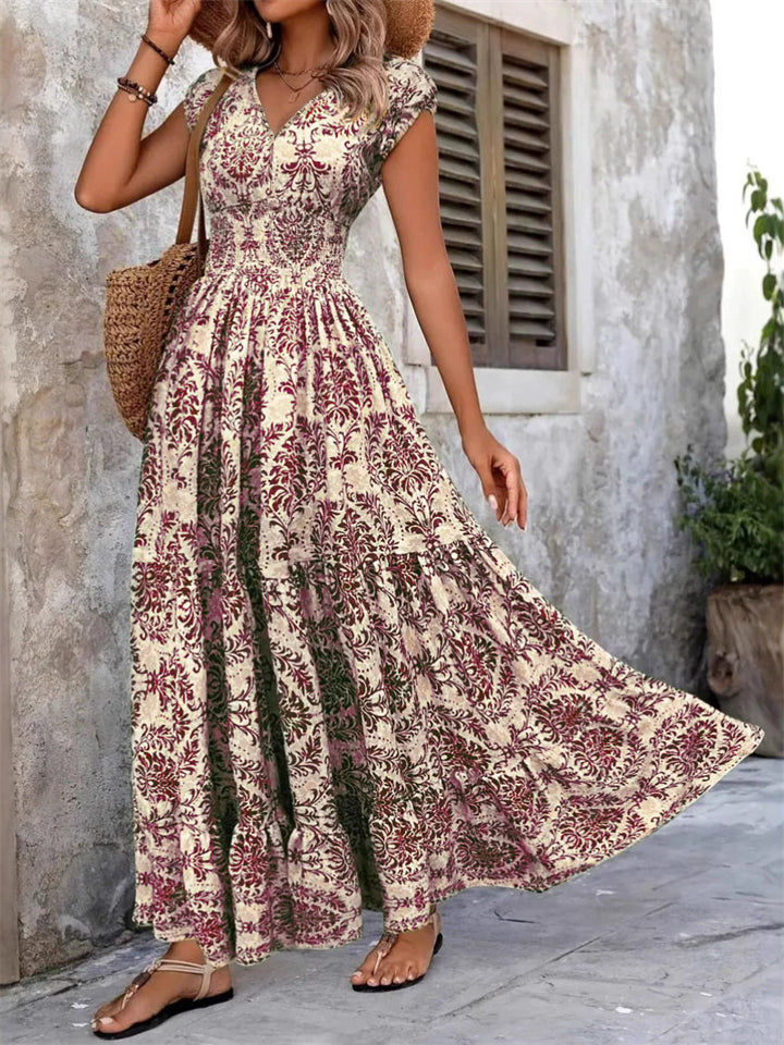 Sunny Floral Ruched Maxi Dress