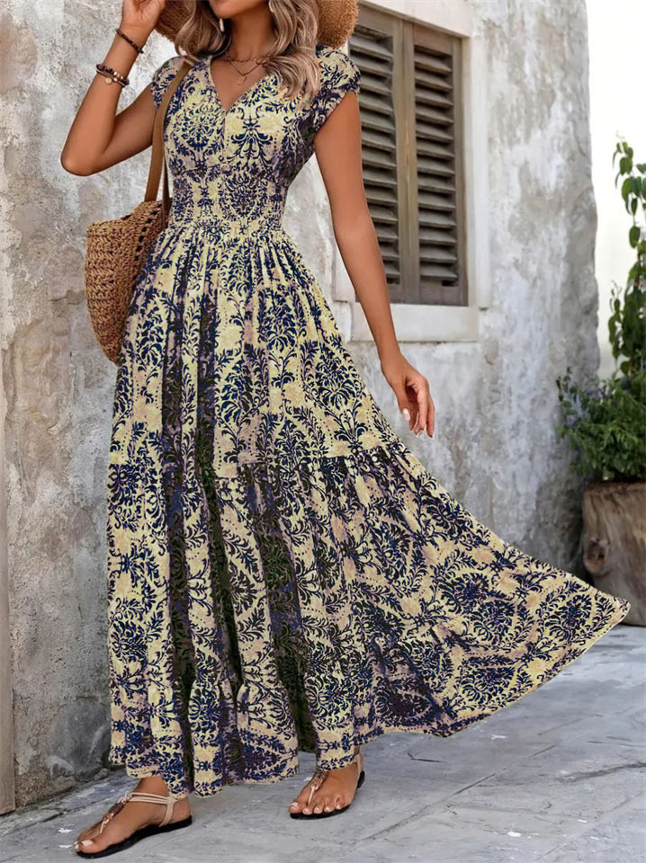 Sunny Floral Ruched Maxi Dress