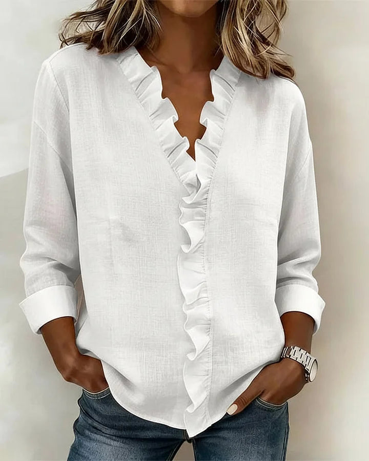 Indie Essential Ruffle V-Neck Shirt